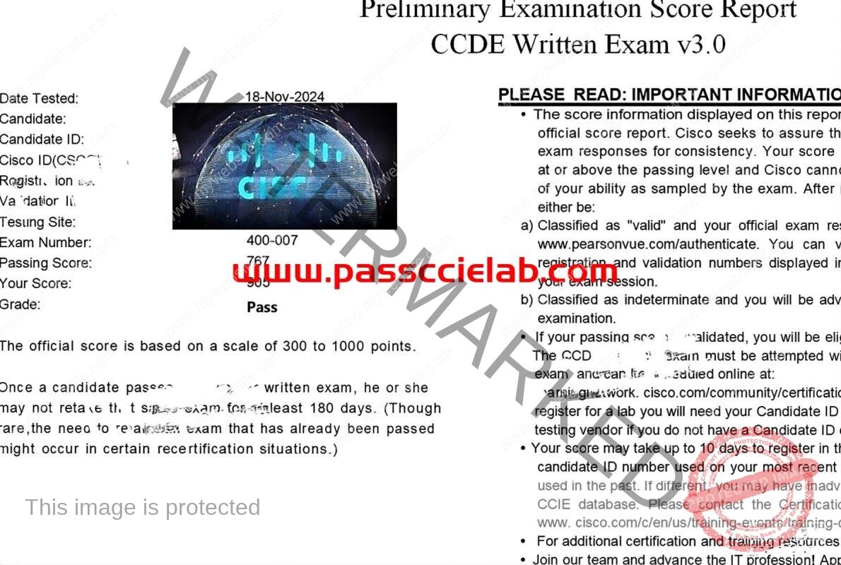 November 18 CCDE 400-007 Taiwan exam successfully passed